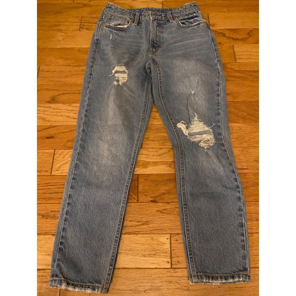 Dear John, women's light wash, distressed, high rise straight leg jeans size 27